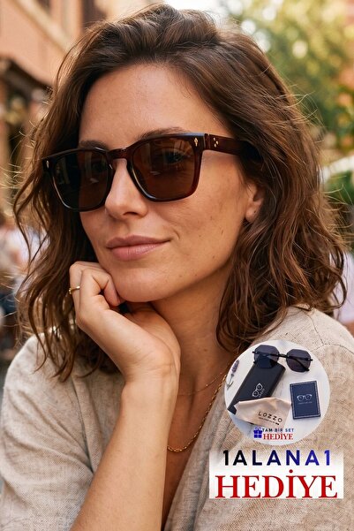 Lozzo Women's polarized square brown sunglasses 23037 c3 p