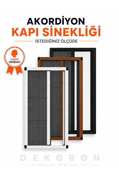 DEKORON Pileli Plise Sürgülü Akordiyon Kapı Sinekliği 90x210 cm Ölçü Aralığı ...