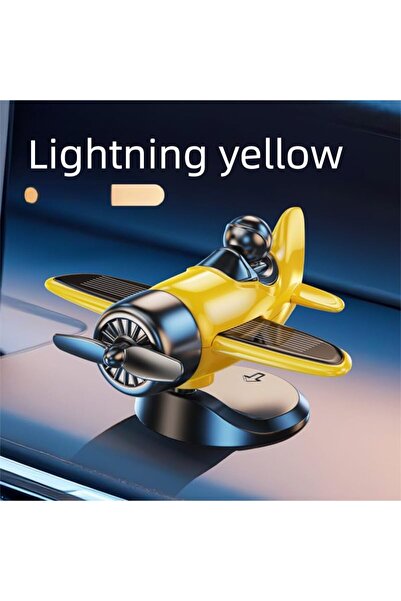 choice2 yellow 1pc Solar Powered Rotating Airplane Car Dashboard Ornament 360...