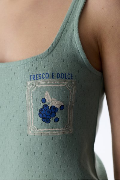 Penti Yeşil Dolce Pointel Yiyecek Desenli Şort Pijama Takımı