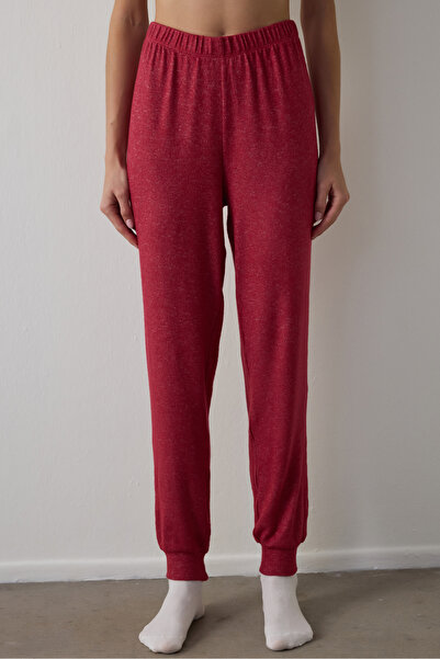 Penti Burgunderroter gestreifter Pyjama-Unterteil mit Thermoeffekt für die be...
