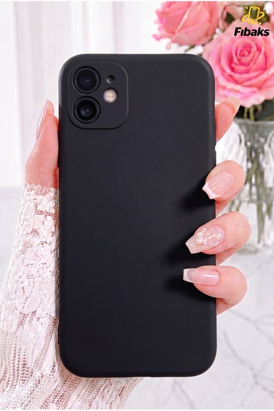 Fibaks iPhone 11 Kılıf 3d Kamera Korumalı Içi Kadife Logosuz Lansman Kapak Siyah