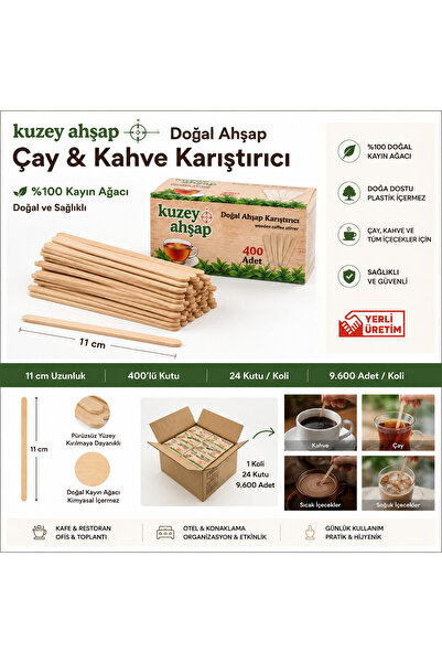 Kuzey Ahşap Ayancık Kuzey Ahşap Karıştırıcı 9600 Adet Çay Kahve Karıştırma Çu...