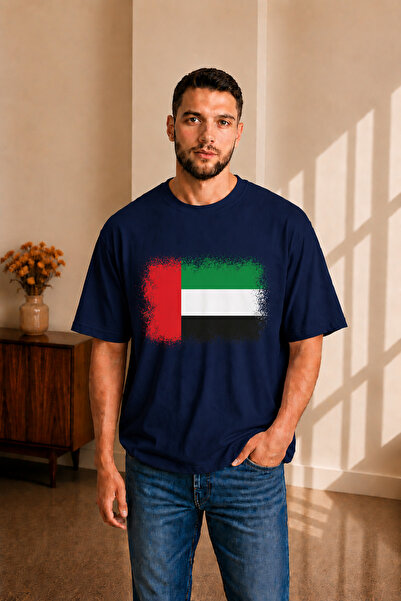 sngl tekstil Men's Oversized Uae Flag Printed Short Sleeve T-Shirt S m L XL 2XL