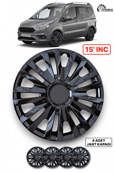 YONGA OTO AKSESUAR FORD TOURNEO COURİER 15 İnç Jant Kapağı 4'lü Set Piano Bla...
