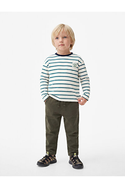 Koton Cotton Long Sleeve Crew Neck Striped T-Shirt