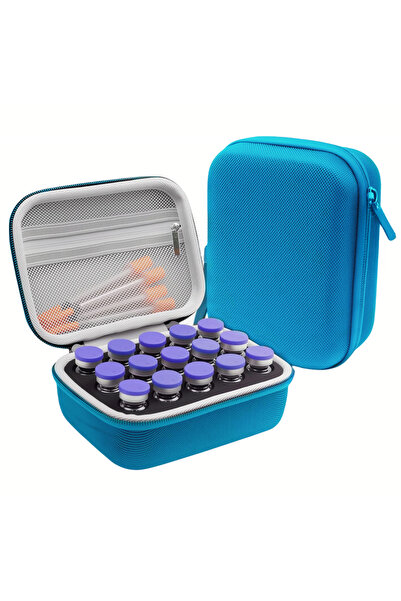 choice2 Blue Handheld Peptide Case Insulin Vial Holder 15 Slots for Standard ...