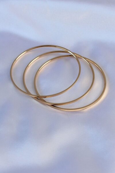 Skygo Gold Colored 316l Women's Bracelet - Ajda Model, 65 Mm - Tj-bb5361