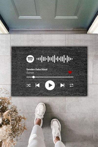 Dormot Home Kendin Tasarla Kişiye Özel Spotify Şarkı Barkodlu Kapı Önü Paspası