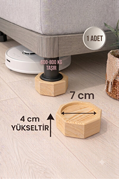iDekor Robot Süpürge İçin Doğal Ahşap Koltuk Baza Yükseltici ” 4 cm Yükseltir...