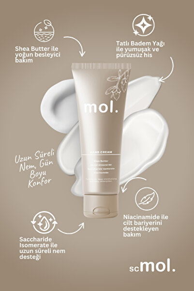 mol. MOL Nemlendirici El Kremi Shea Butter Badem Yağı İçeren Günlük Bakım Ürünü