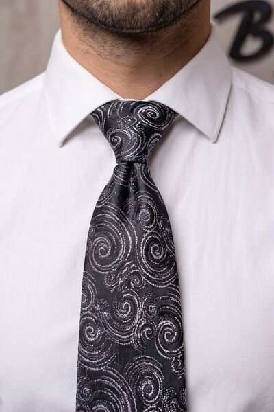 B'lazzotti Woven Handkerchief Tie for Men Black