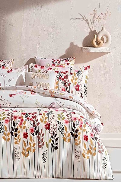 İQON Elastic Sheet Duvet Cover Set Single Size Garden White