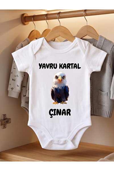 EGGBABY İsimli Kişiye Özel Yavru Kartal Baskılı Bebek Body Zıbın Taraftar Temalı Siyah Beyaz %100 Pamuklu