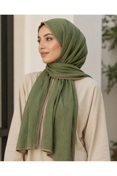 mim eşarp Piped Muslin Solid Color Shawl 90X190Cm