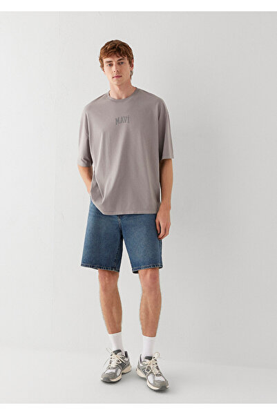 Mavi Logo Printed Gray T-Shirt Oversize / Wide Cut 0613573-80615