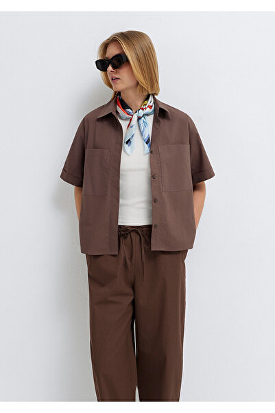 Mavi Brown Shirt with Pocket Detail Loose Fit / Relaxed Comfortable Cut 12115...