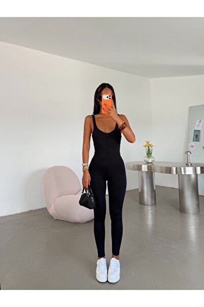 myd Zippered Tights Jumpsuit - Black