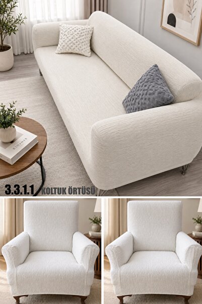 ÖZMAKAN Sofa Cover, Seat Cover 3.3.1.1 Tree Bark Pattern, Elastic, Washable