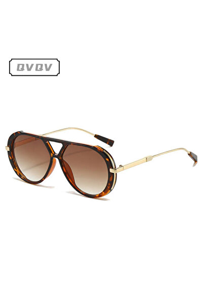Choice3 Leopard Tea QVQV Trendy Two Tone Pilot Sunglasses Women Men Retro Fas...