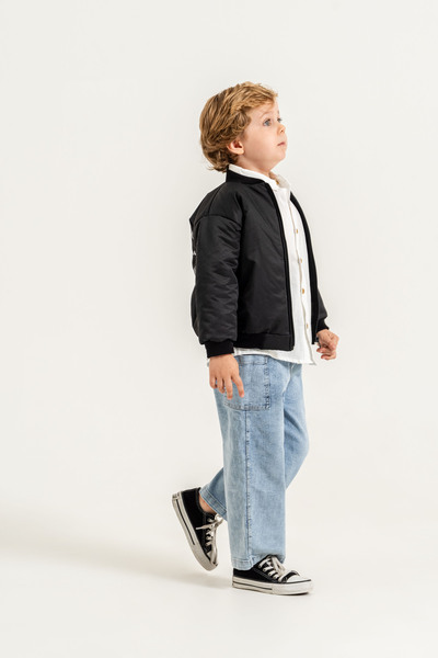 Jikko Baby Boy's Bomber Jacket, Shirt, Wide Leg Jeans, 3-Piece Set 9102 Spr