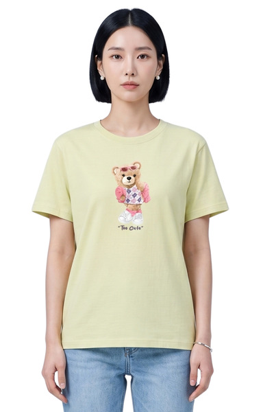DK DAKSEL Daksel Women's Multicolor Too Cute Teddy Bear Printed Oversize Cott...