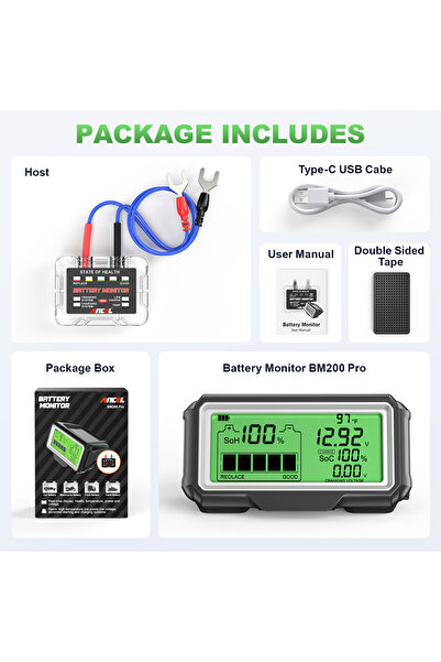 Choice1 black ANCEL BM200 PRO LED Battery Tester for 12V Battery Monitor Disp...