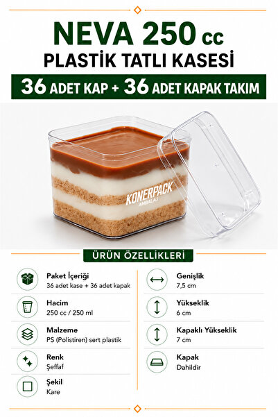 KONERPACK 36 Pieces Mica Hard Plastic Dessert Bowl 36 Cups + 36 Lid Set