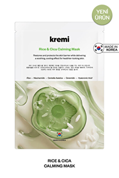 Kremi Sheet Mask, BioCellular Kagıt Maske, Cica Rice Pirinç Seramid, Yatıştırıcı Ton Eşitleme 30 ml