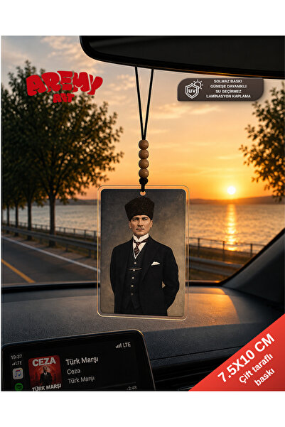 Atatürk Araba Süsü, Kişiye Özel, Solmaz Çift Taraflı Baskı, Sevgiliye hediye