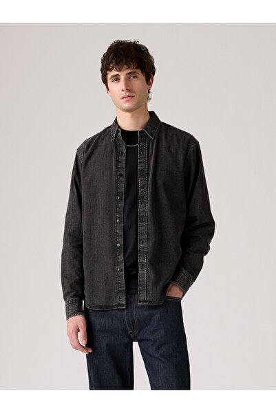 Levi's Men's Authentic Button down Black Denim Shirt-A7210-0038