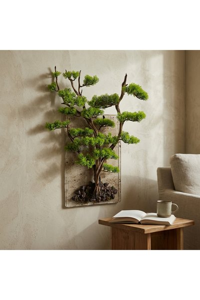 Decoroon El Yapımı Duvar Bonsai – Doğal Dal ve Şoklanmış Yosun Duvar Dekoru