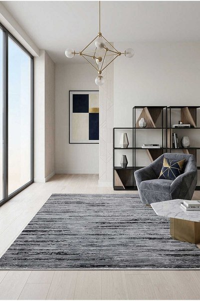 Frenda Alya Modern Tasarım Makine Halısı 20434 Siyah