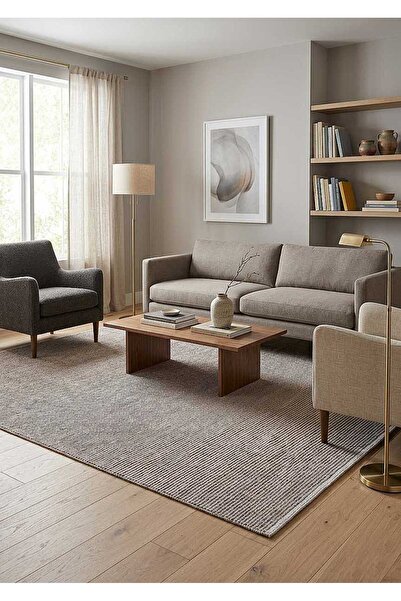 Frenda Bohem Şönil Pamuklu Jaipur Örgülü Kilim Dokuma Halı Jp03 Kahve