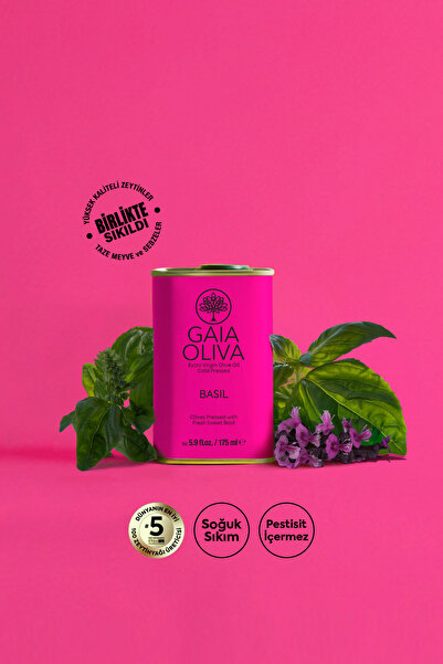 Gaia Oliva Fesleğen Çeşnili 175 ml Natürel Sızma Zeytinyağı (Yeni Hasat)