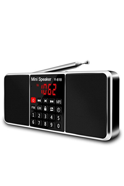 Choice جهاز استقبال راديو FM رقمي أسود من Lefon مزود بمكبر صوت ومشغل MP3 ستير...