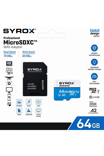 Syrox 64GB MİCRO SD KART (HAFIZA KARTI)