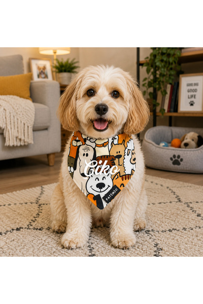 PATİMİO Isme Özel Kedi Ve Köpek Happy Dogs Tasma Fular Bandana
