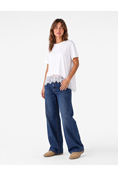 Koton Tricou oversize cu mânecă scurtă, decolteu rotund, din bumbac, cu detal...