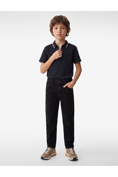 Koton Lastik Detaylı Gri Erkek Çocuk Jean Pantolon 6SKB40038TD