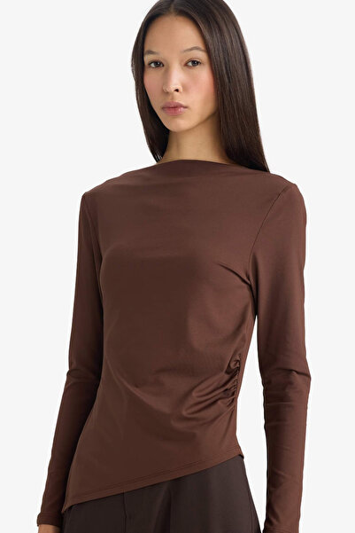 DeFacto Fitted Crew Neck Long Sleeve T-Shirt G5677Ax25Wn