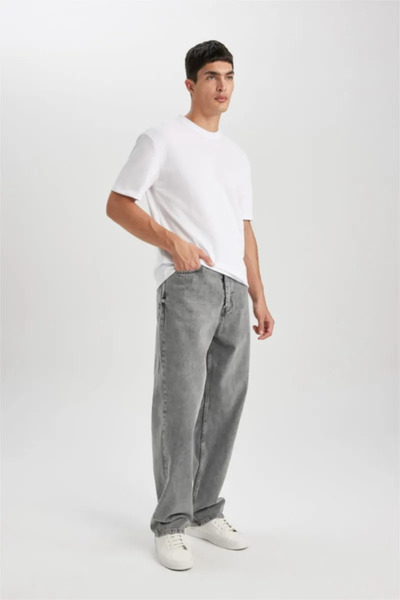 DeFacto 100% pamučne široke farmerke, oprane pantalone B3925AX26SP