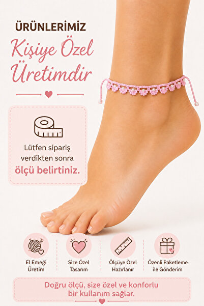 NEHOLİA Boncuklu Halhal El Örgüsü Ayarlanabilir Bohem Yazlık Ayak Bileği Takısı