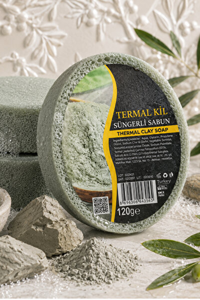 Dermolive Termal Kil Süngerli Bitkisel Banyo Sabunu 120 g, El, Yüz ve Vücut -...