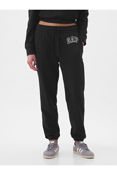 GAP Kadın Siyah Logo Jogger Havlu Kumaş Eşofman Altı