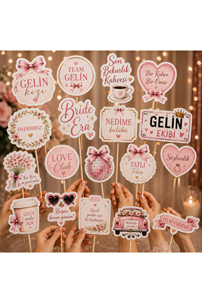 BieneGift Romantik Bekarlığa Veda Çubuklu Props Seti 20’li – Pembe Bride Part...