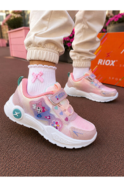 ALTUNTAŞ Girls' Velcro Non-Slip Sole Casual Sports Shoes School Shoes