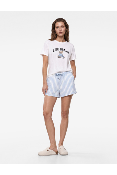 Koton Pamuklu Kısa Kollu Baskılı Şortlu Pijama Takımı