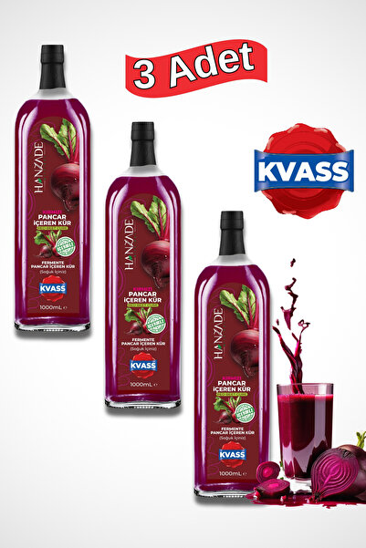 Hanzade Bitkisel Pancar Kvass Fermente Kırmızı Pancar İçeren Kür 1 Litre x 3 ...