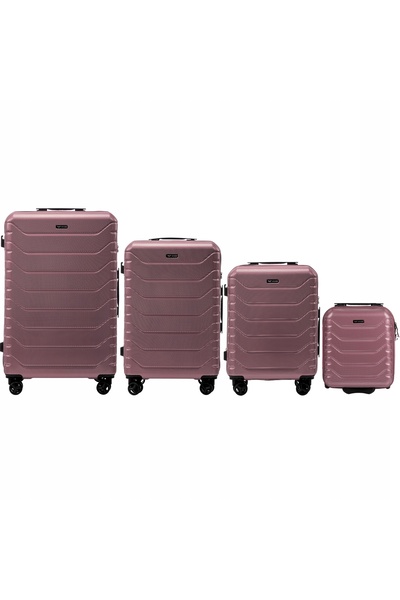 WINGS BRAND Set de 4 valize CRAKE POLYCARBONAT 100% AUR ROZ S/M/L + valize MINI